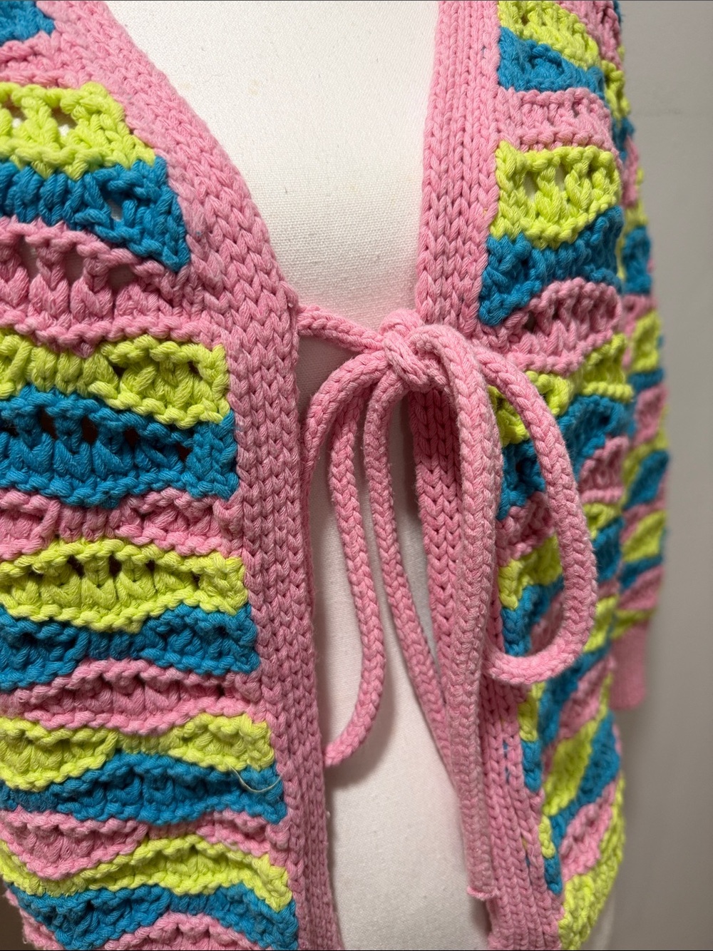 NWT ZARA Rainbow Tie-Front Sweater Cardigan Summer Bratz Lizzie McGuire Large - Picture 3 of 9